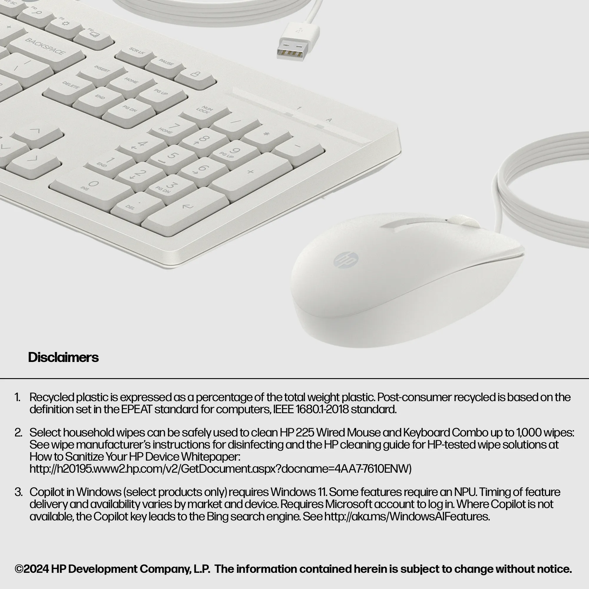 HP 225 - keyboard and mouse, black