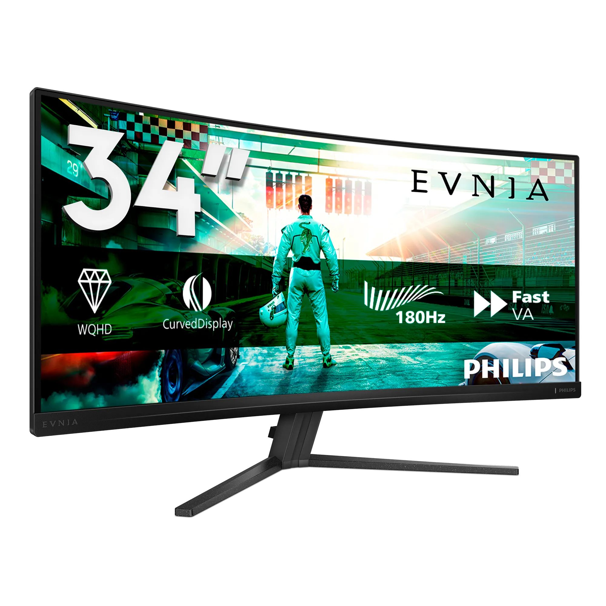 Philips Evnia 3000 34M2C3500L 34" WQHD, VA, 180Hz, HDR10 -kaareva pelin&auml;ytt&ouml;