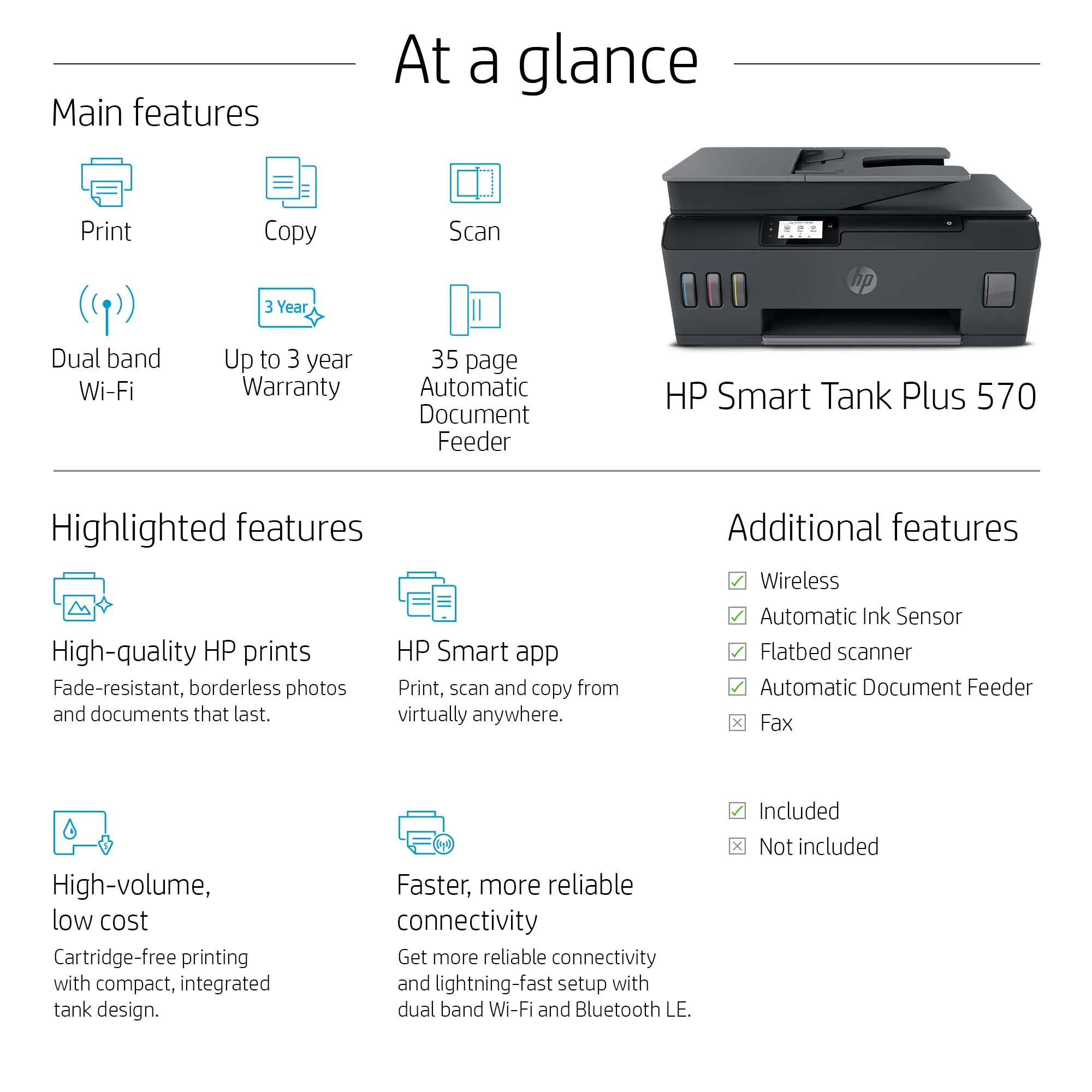 HP Smart Tank Plus 570 Wireless All-in-One - Monitoimitulostin - v&auml;ri - mustesuihku - Legal (216 x 356 mm) (alkuper&auml;inen) - A4/Legal (media) - jopa 22 sivua/min