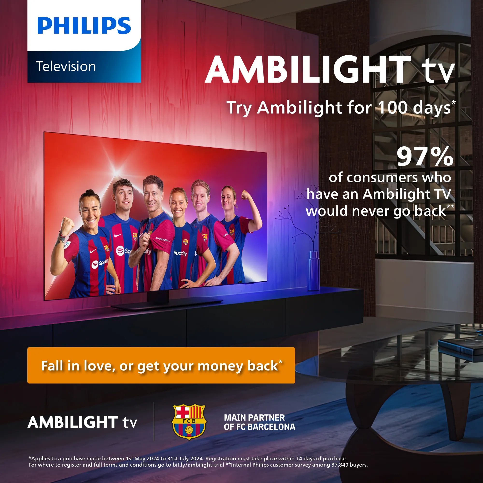 PHILIPS 65" AMBILIGHT TV PUS8079, 4K, 60HZ, TITAN OS