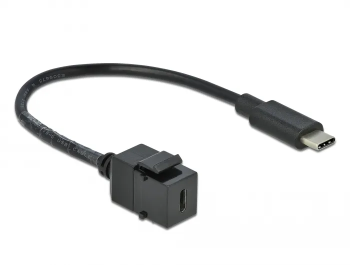 Delock Keystone Module USB-C - extension cable, Black
