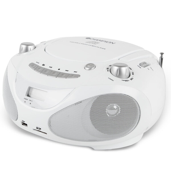 Champion Boombox CD/Radio/MP3/USB, white