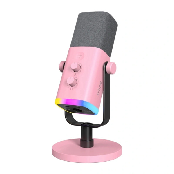 FIFINE AmpliGame AM8, USB, XLR, dynaaminen -mikrofoni, pinkki