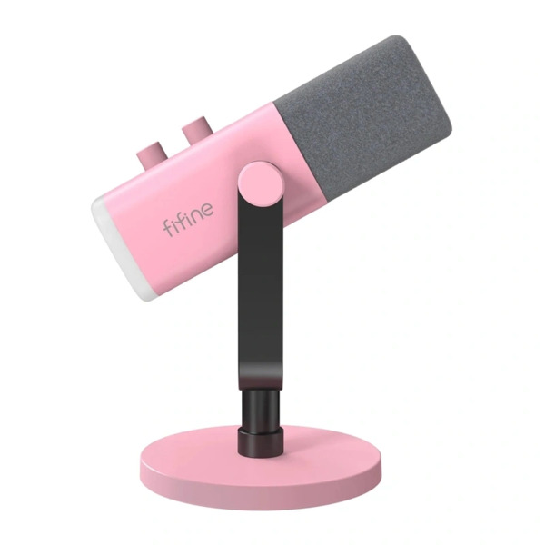 FIFINE AmpliGame AM8, USB, XLR, dynaaminen -mikrofoni, pinkki