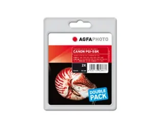 AGFAPHOTO PGI-5BK kit med bl&auml;ckpatroner, 26.5 ml, svart, 2 st