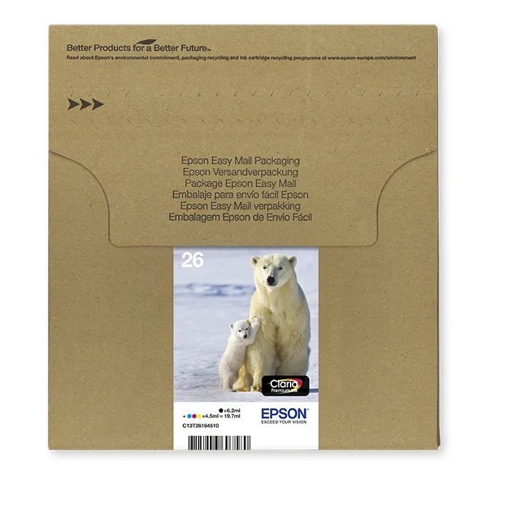 Epson C13T26164511 EasyMail -mustekasettipakkaus, musta/syaani/magenta/keltainen, 4 kpl