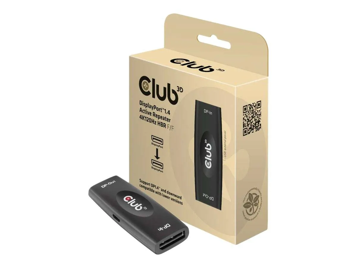 CLUB 3D Displayport 1.4 4K 120Hz HDR Active Repeater - adapter, Svart