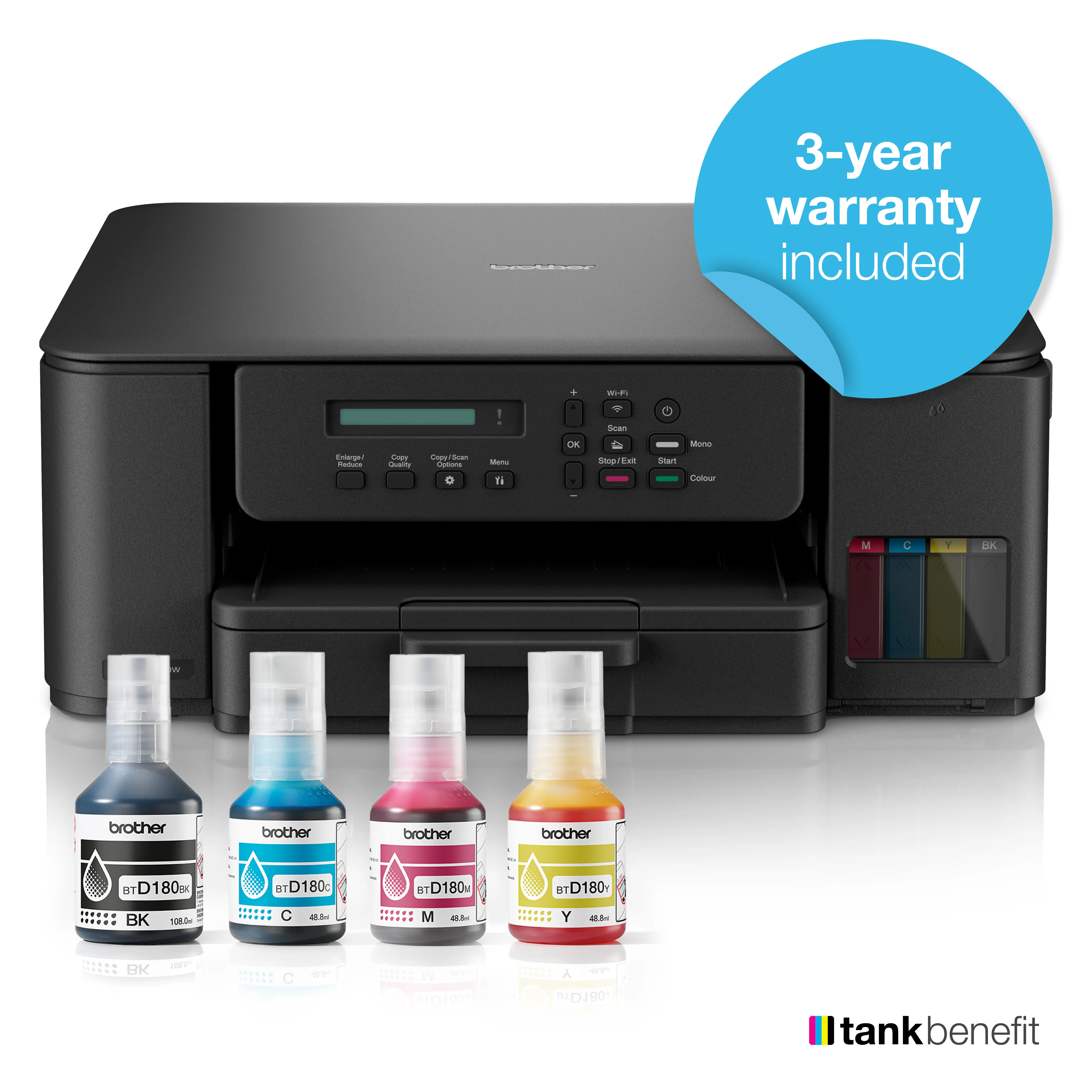 Brother DCP-T580DW Inkbenefit Compact 3-in-1 Ink Tank Printer