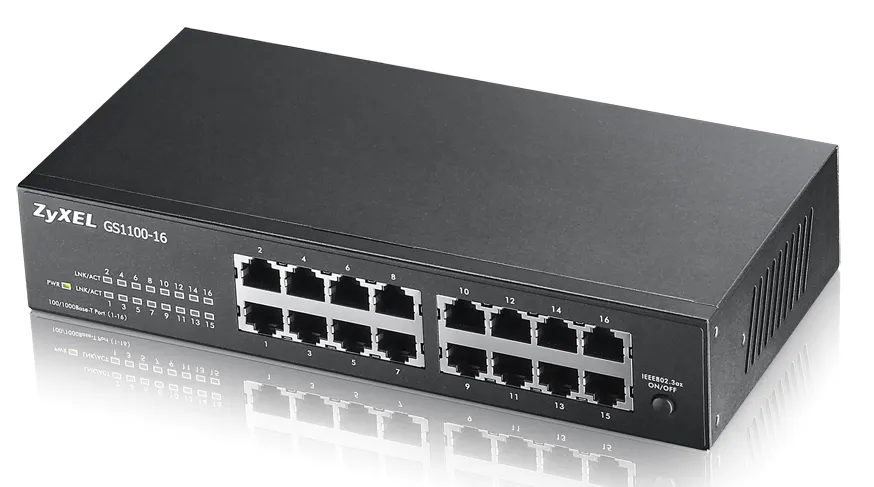 Zyxel GS1100-16E-EU0101F - 16-porttinen hallitsematon Gigabit-kytkin, musta