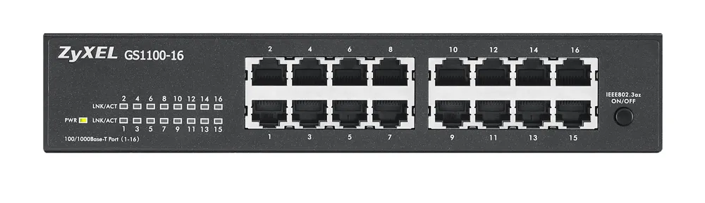 Zyxel GS1100-16E-EU0101F - 16-porttinen hallitsematon Gigabit-kytkin, musta
