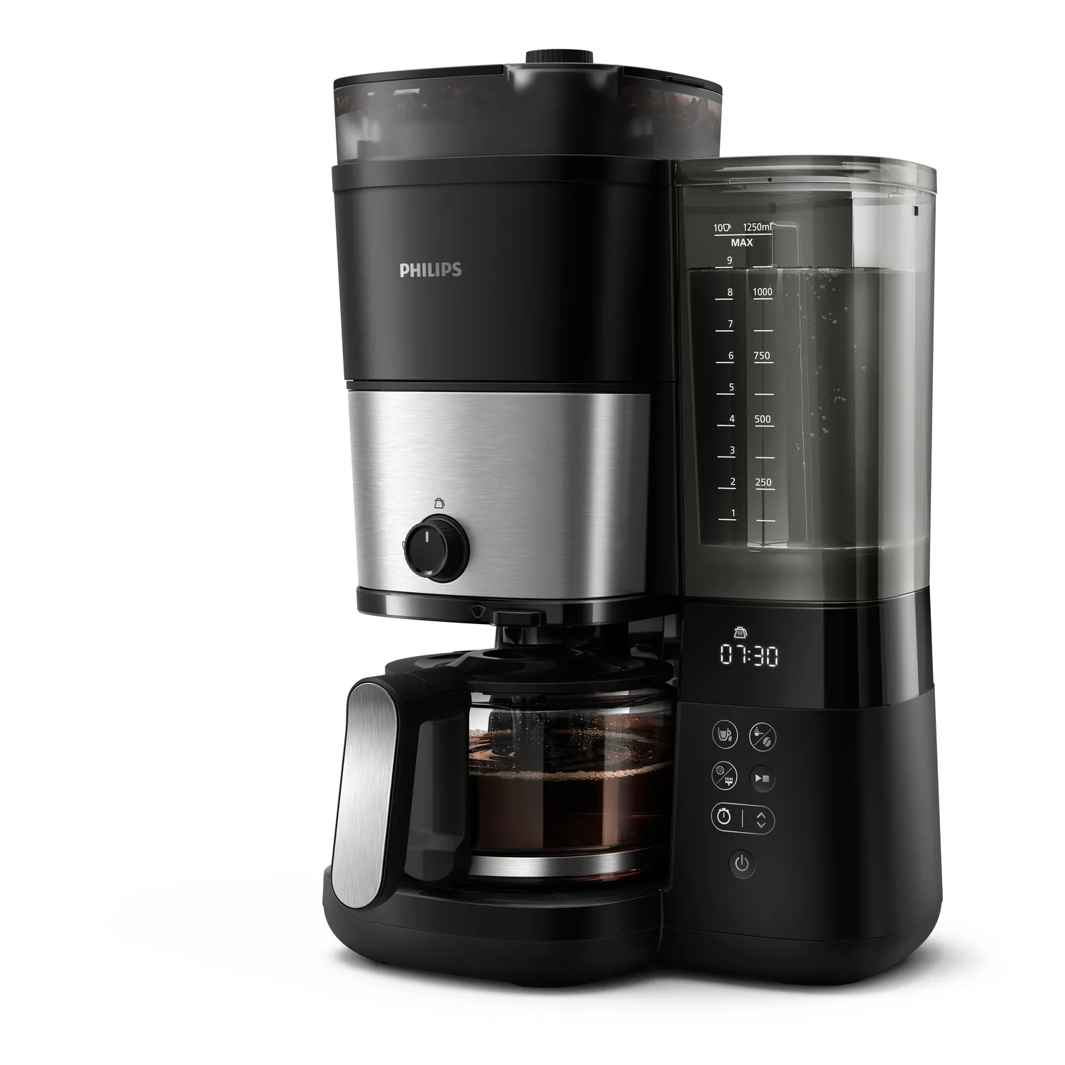 Philips All-in-1 Brew HD7900/50 10 cups Coffee Maker with Grinder, Black, Silver