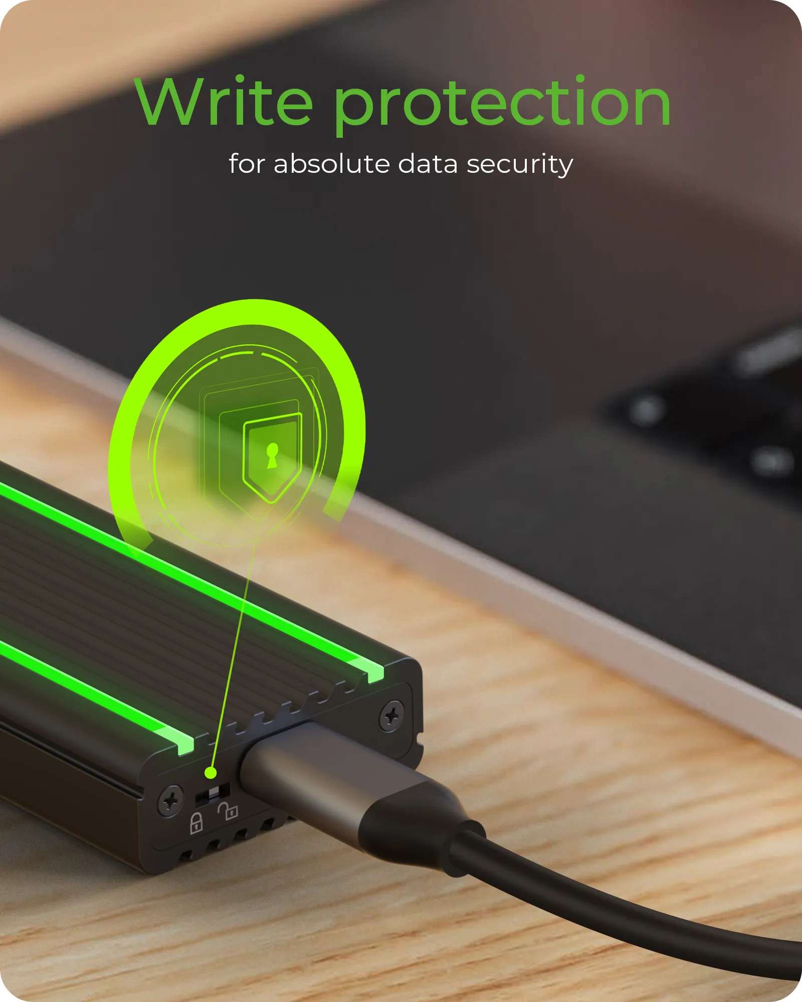 USB Type-C enclosure for M.2 NVMe SSD - RGB illuminated