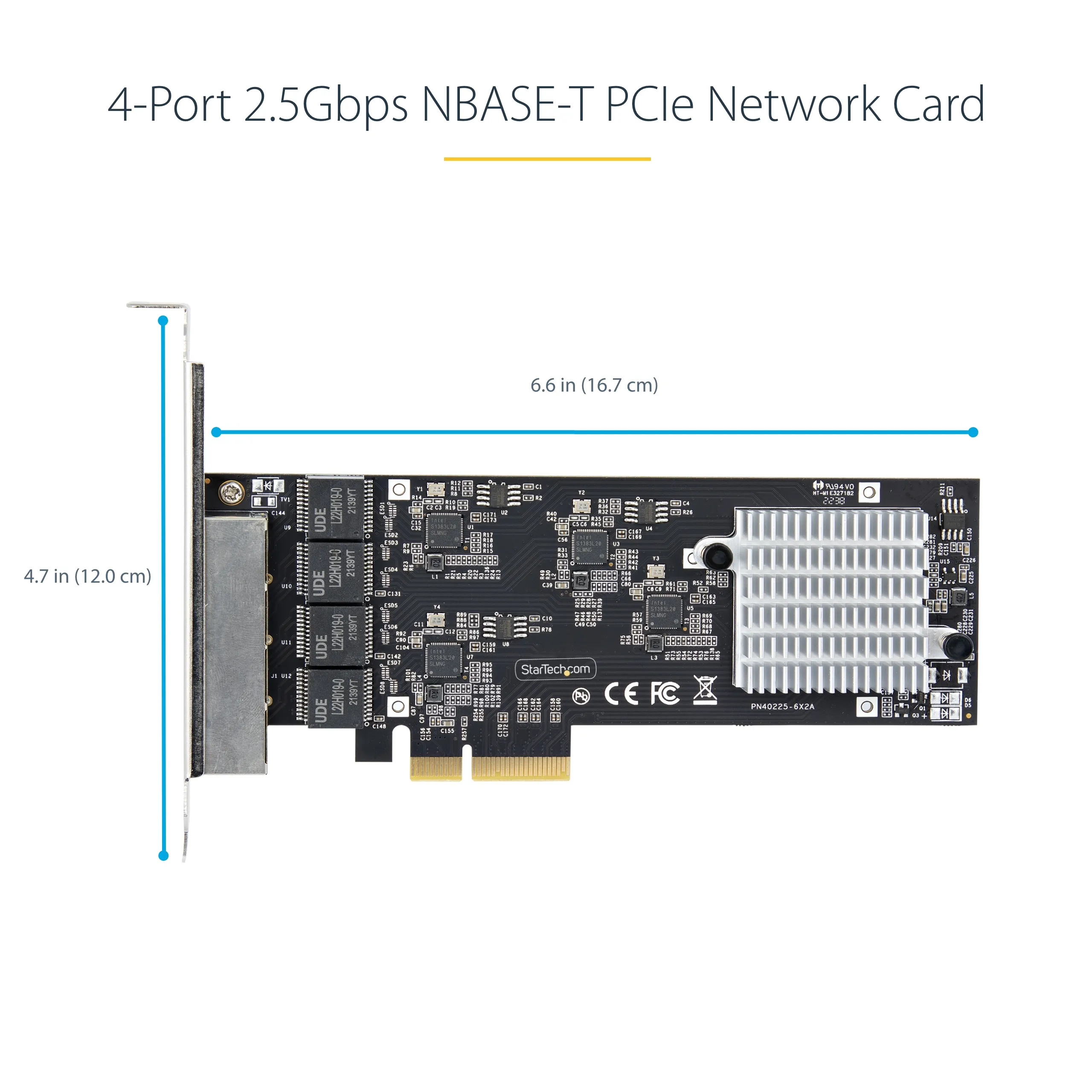 STARTECH.COM 4-Port 2.5G NBASE-T PCIe Network Card Computer Network Card Interface Intel I225-V MultiGigabit NIC Quad Desktop Ethern