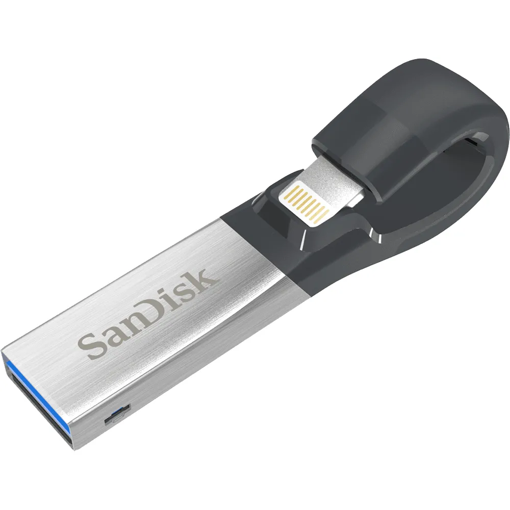 SanDisk 64GB iXpand Lightning - USB 3.0 - memory stick, Black/Silver