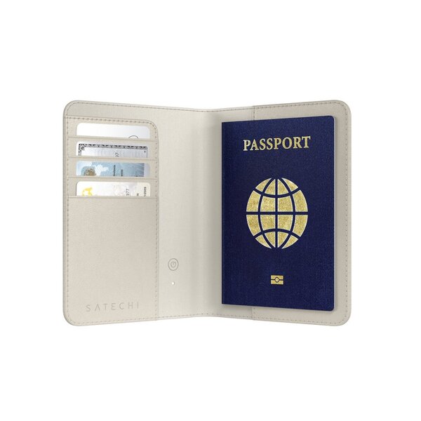 Satechi Find My Vegan-Leather Passport Cover - tracker, Sand