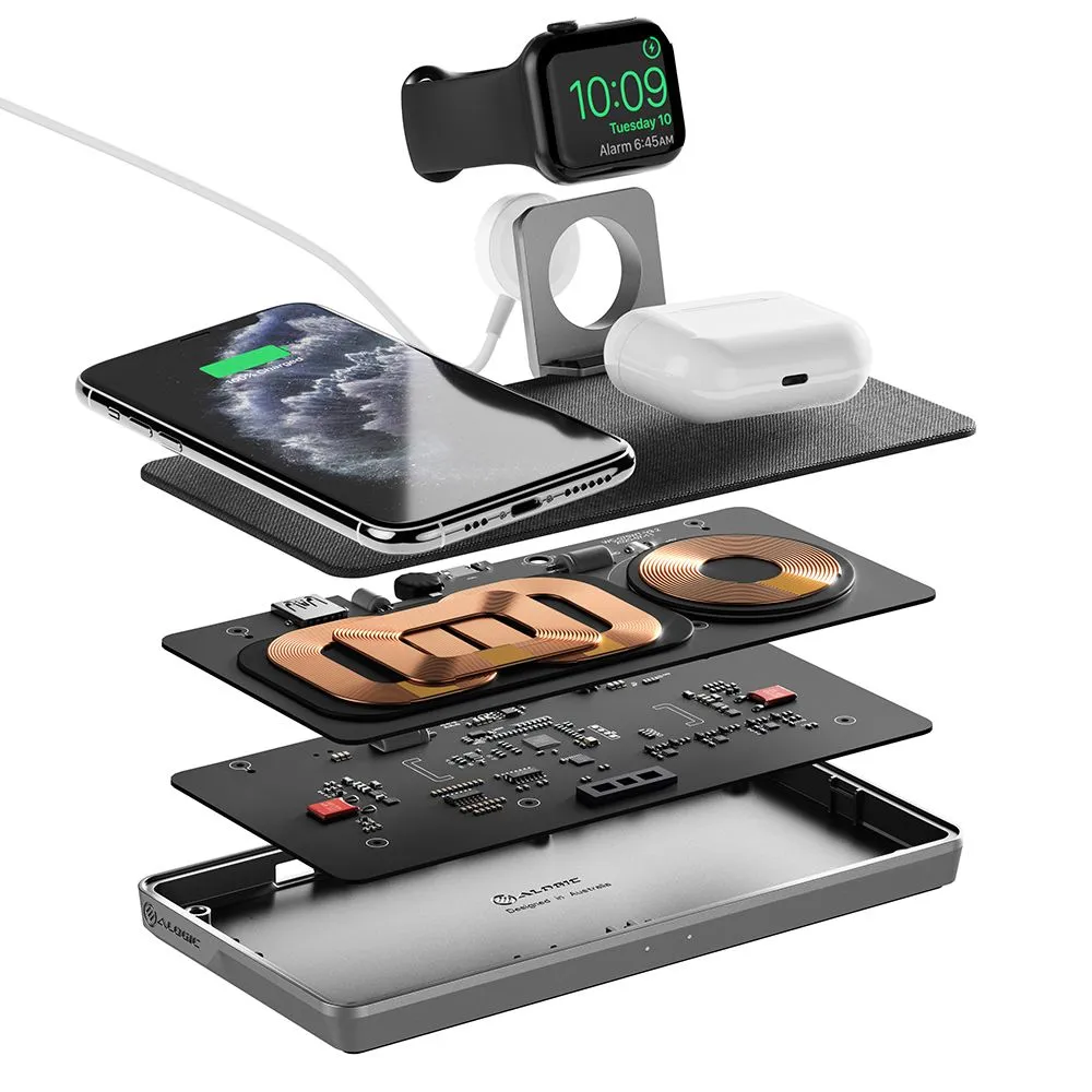 ALOGIC Ultra Power 3-in-1 Wireless Charging Dock &ndash; Dual Wireless Charging with USB-A Charging Output