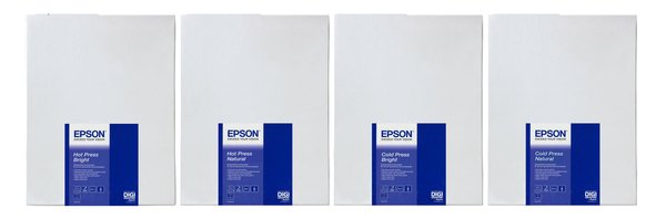 Epson Fine Art Cold Press Bright - Puuvilla - sile&auml; - A2 (420 x 594 mm) - 340 g/m&sup2; - 25 arkki (arkit) rag paper malleihin Stylus Pro 4900 Spectro_M1, SureColor