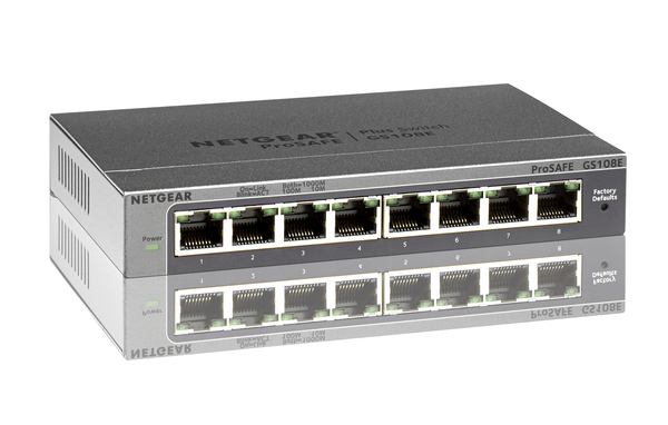 NETGEAR ProSafe Plus GS108Ev3 - Kytkin - 8 x 10/100/1000 - ty&ouml;p&ouml;yt&auml;, sein&auml;&auml;n asennettava