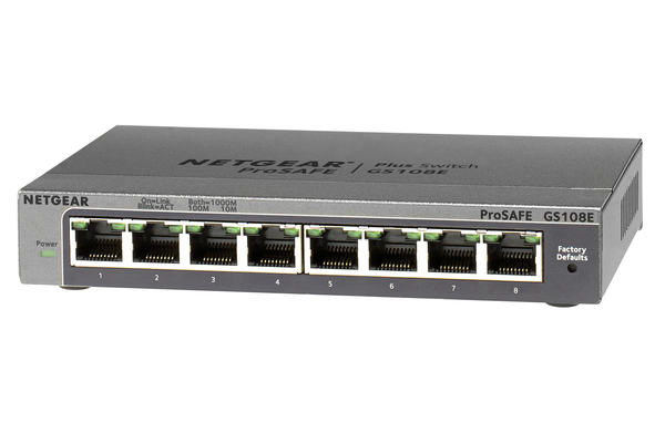 NETGEAR ProSafe Plus GS108Ev3 - Kytkin - 8 x 10/100/1000 - ty&ouml;p&ouml;yt&auml;, sein&auml;&auml;n asennettava