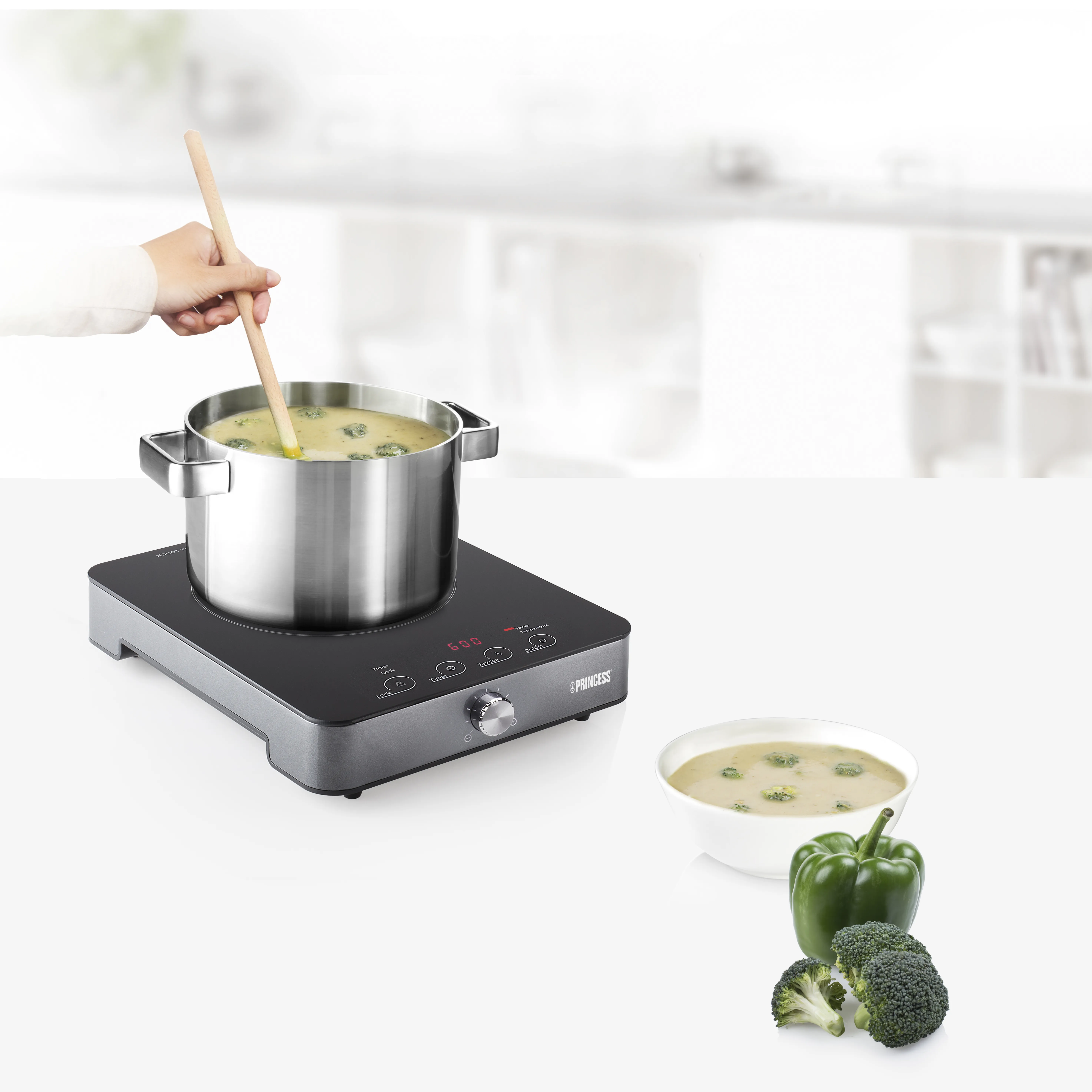 Princess 01.303010.01.001 Induktionsplatta 1800 W Svart/Silver