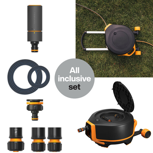 Fiskars X-series, XL - automaattinen k&auml;rrykastelukela, 20m