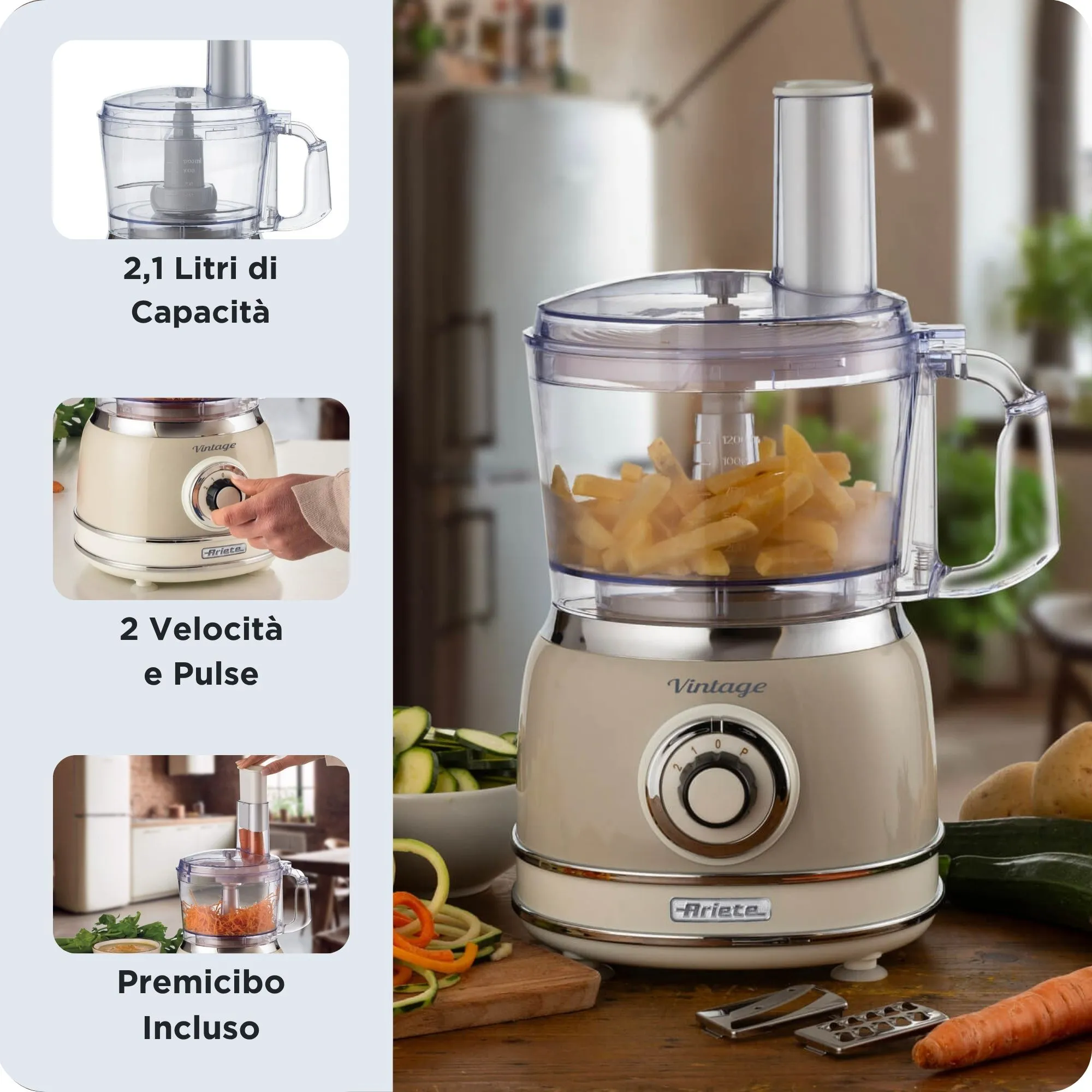 Ariete 1781CR Matberedare, 1000 W, 2,1 L, Beige