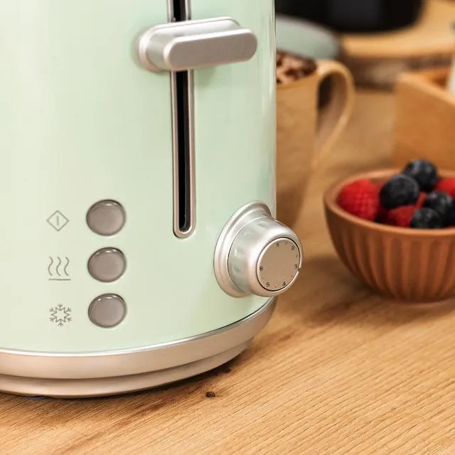 Cecotec Toast&Taste 1000 Retro Double -leiv&auml;npaahdin - 2 viipaletta, 980 W, Vihre&auml;