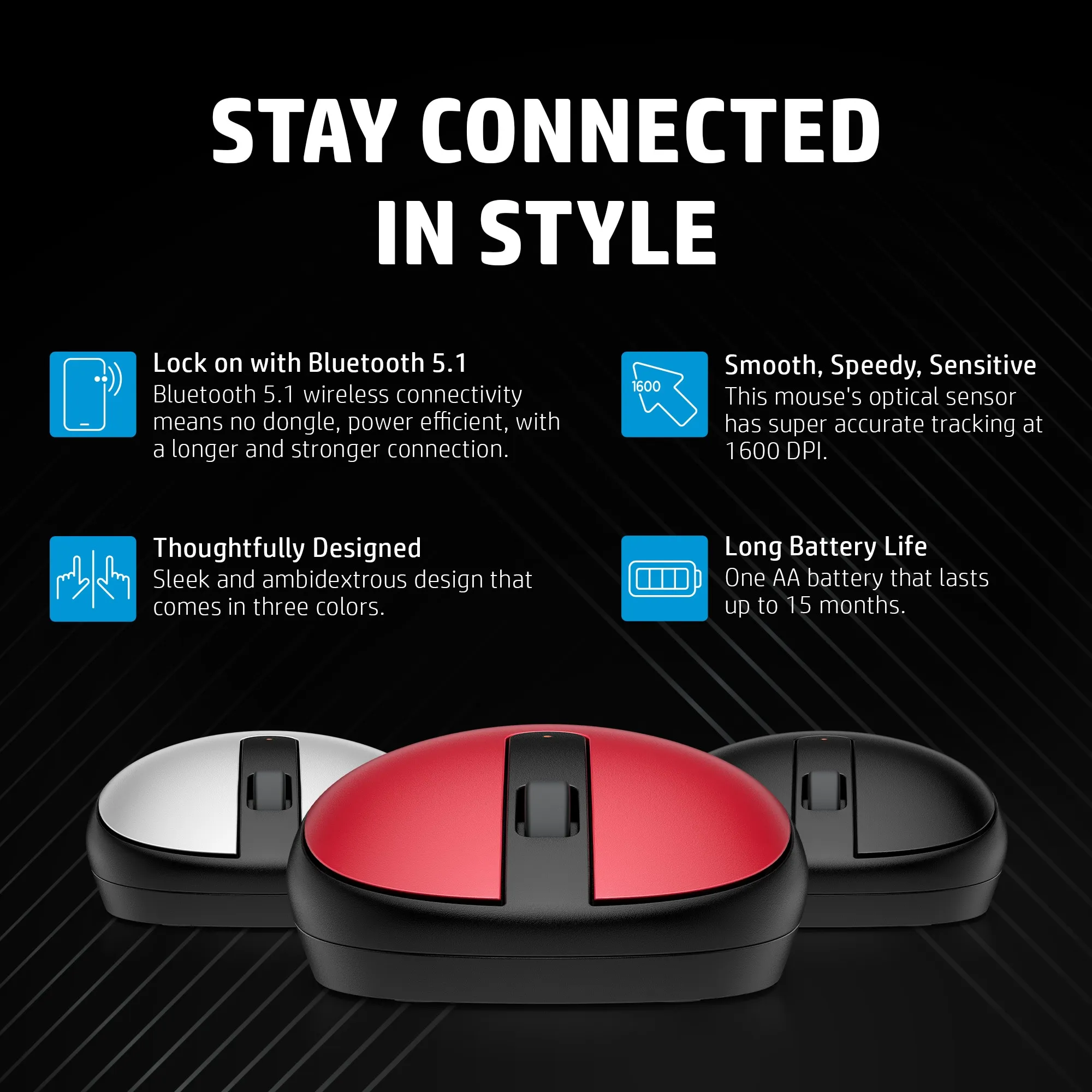 HP 240 Black Bluetooth Mouse - wireless mouse, Black