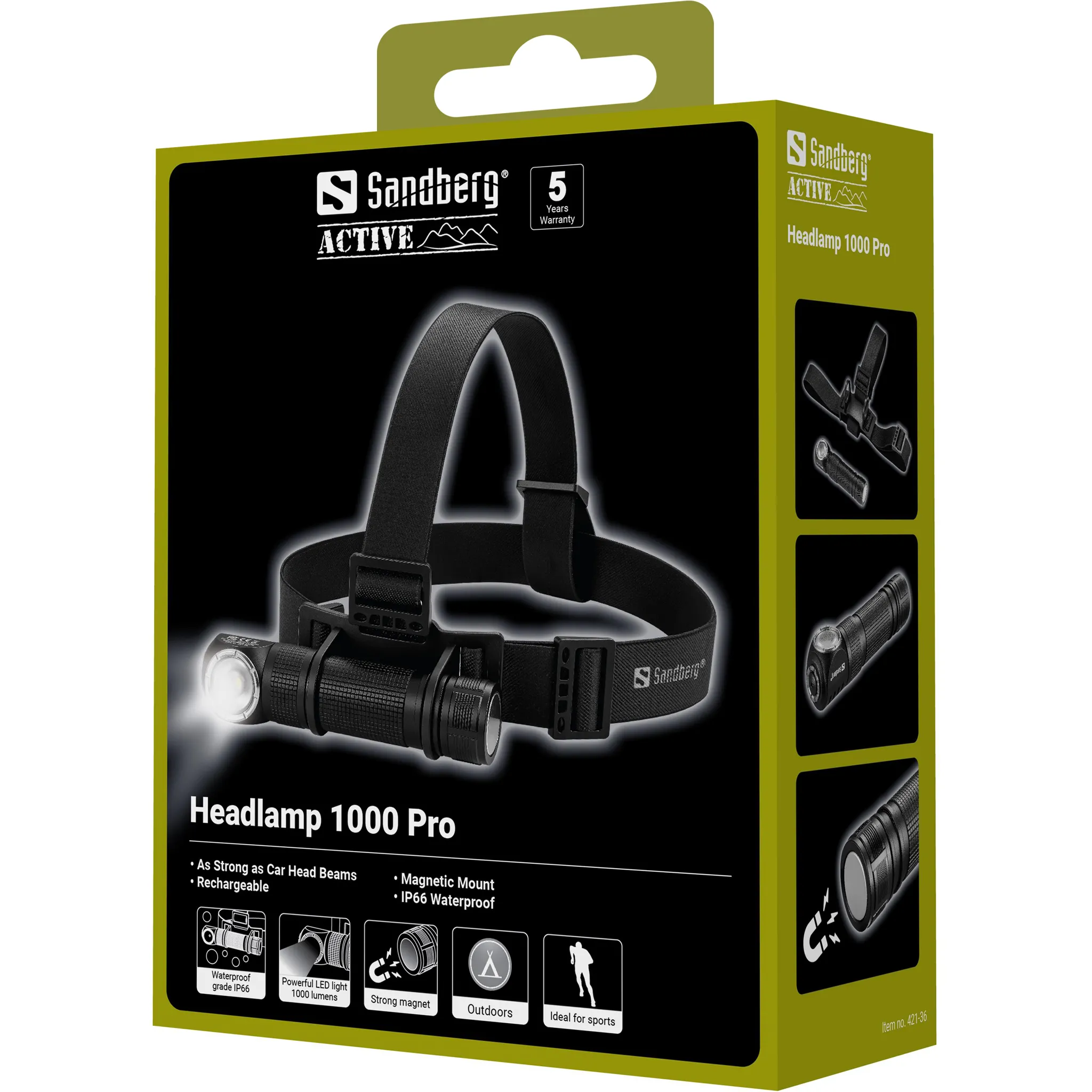 SANDBERG LED 1000 Pro, 2000 mAh, 1000 lm, Headlamp