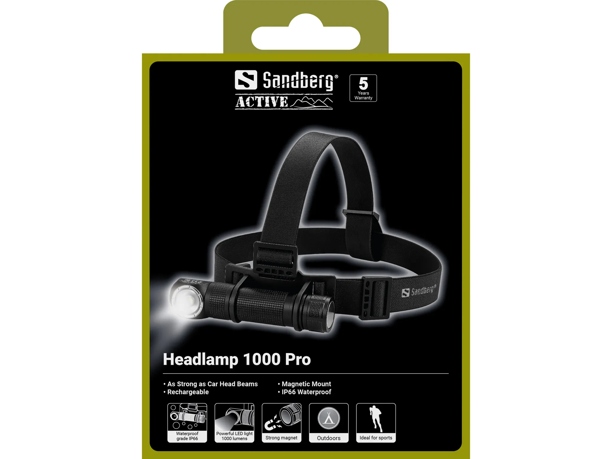 SANDBERG LED 1000 Pro, 2000 mAh, 1000 lm, Headlamp
