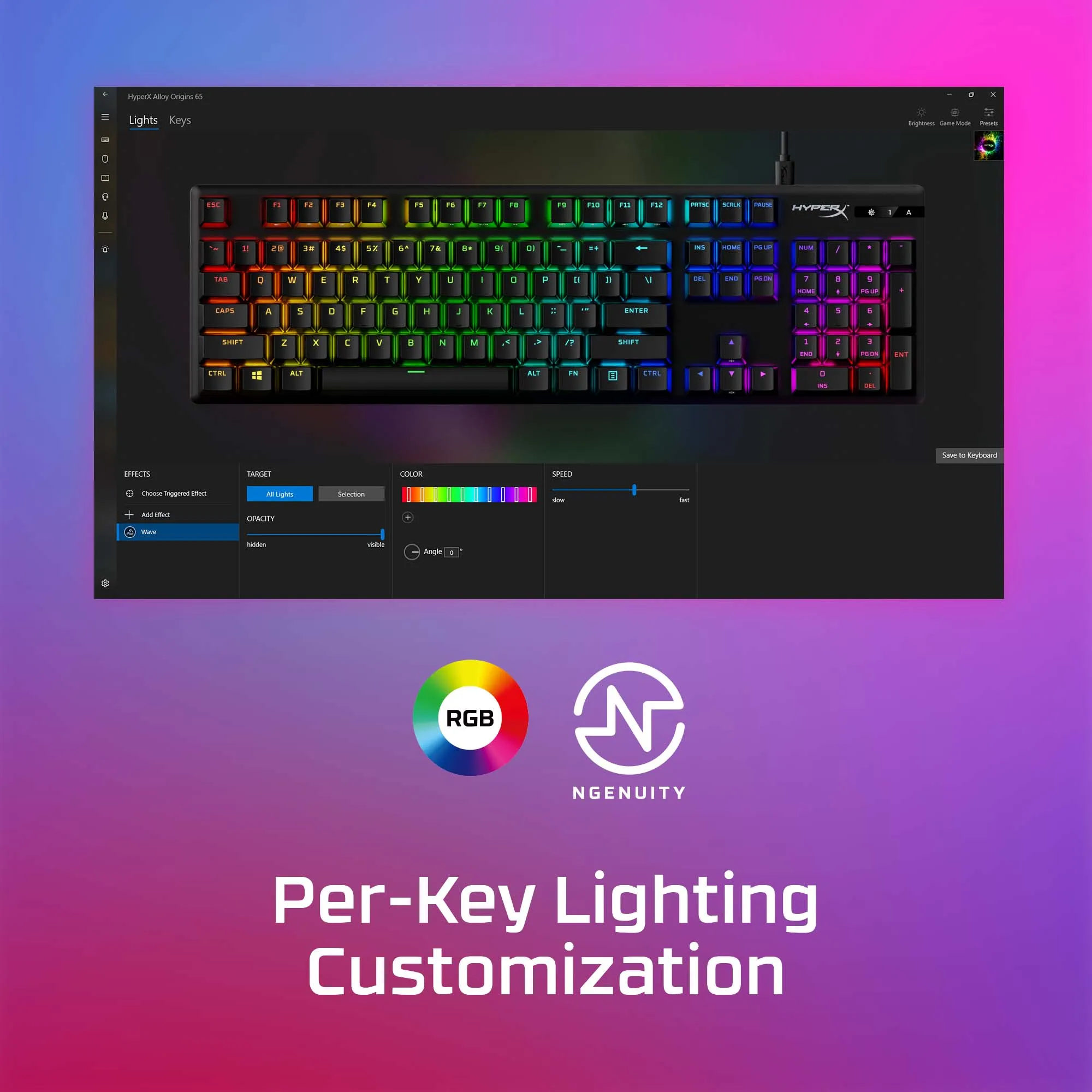HyperX Alloy Origins PBT Red -pelin&auml;pp&auml;imist&ouml;, Musta