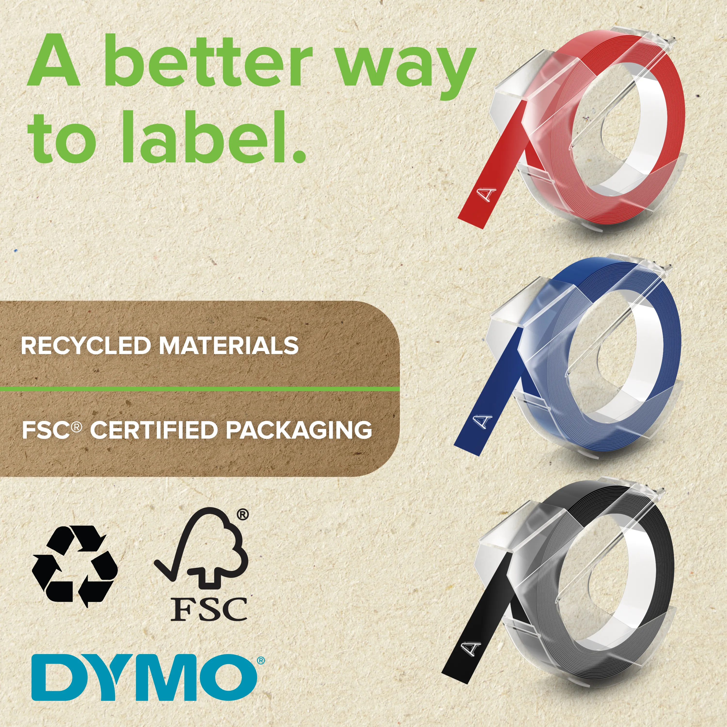 Tape Embosser 9mmx3m black