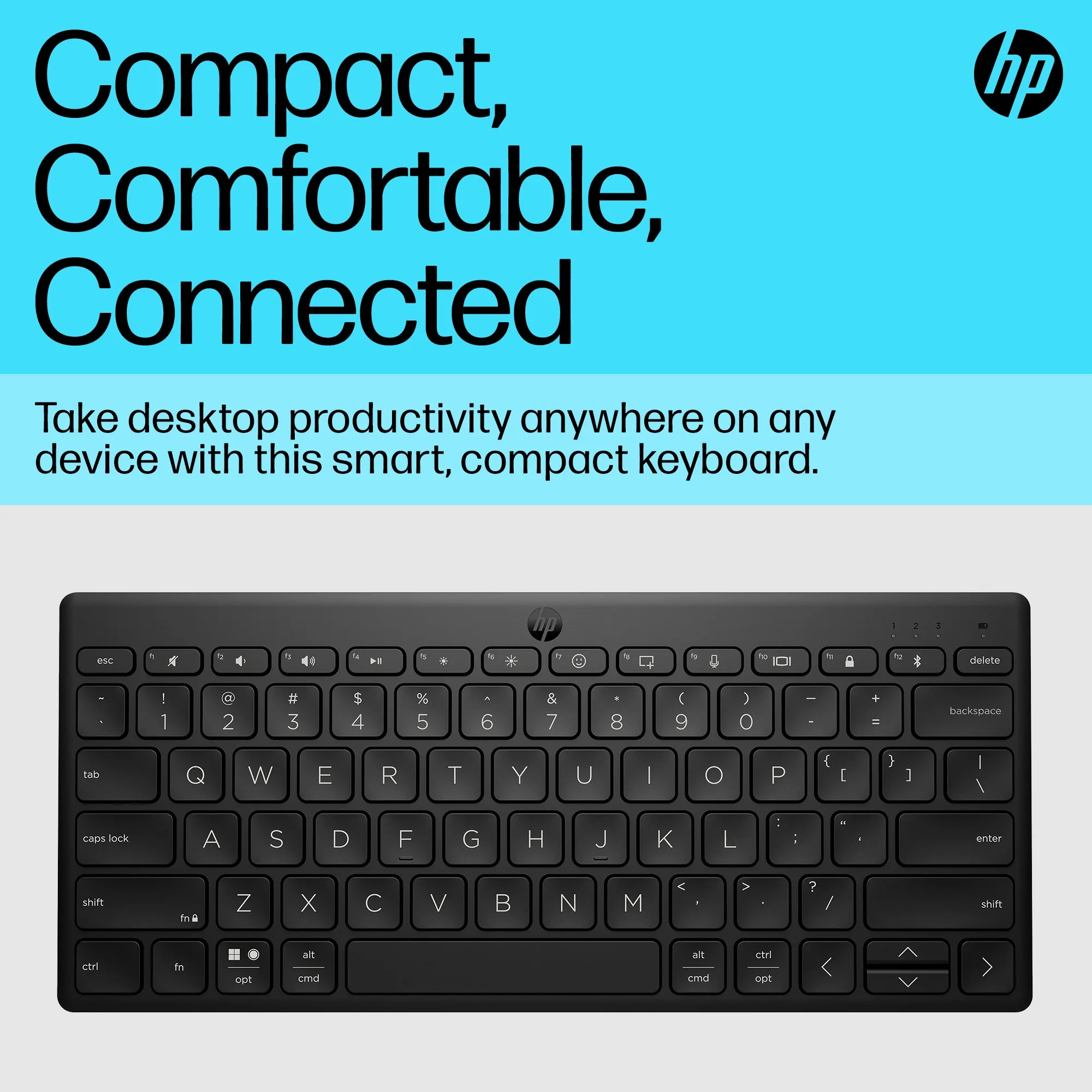 HP 350 Compact Multi-Device Bluetooth - tr&aring;dl&ouml;s tangentbord, svart