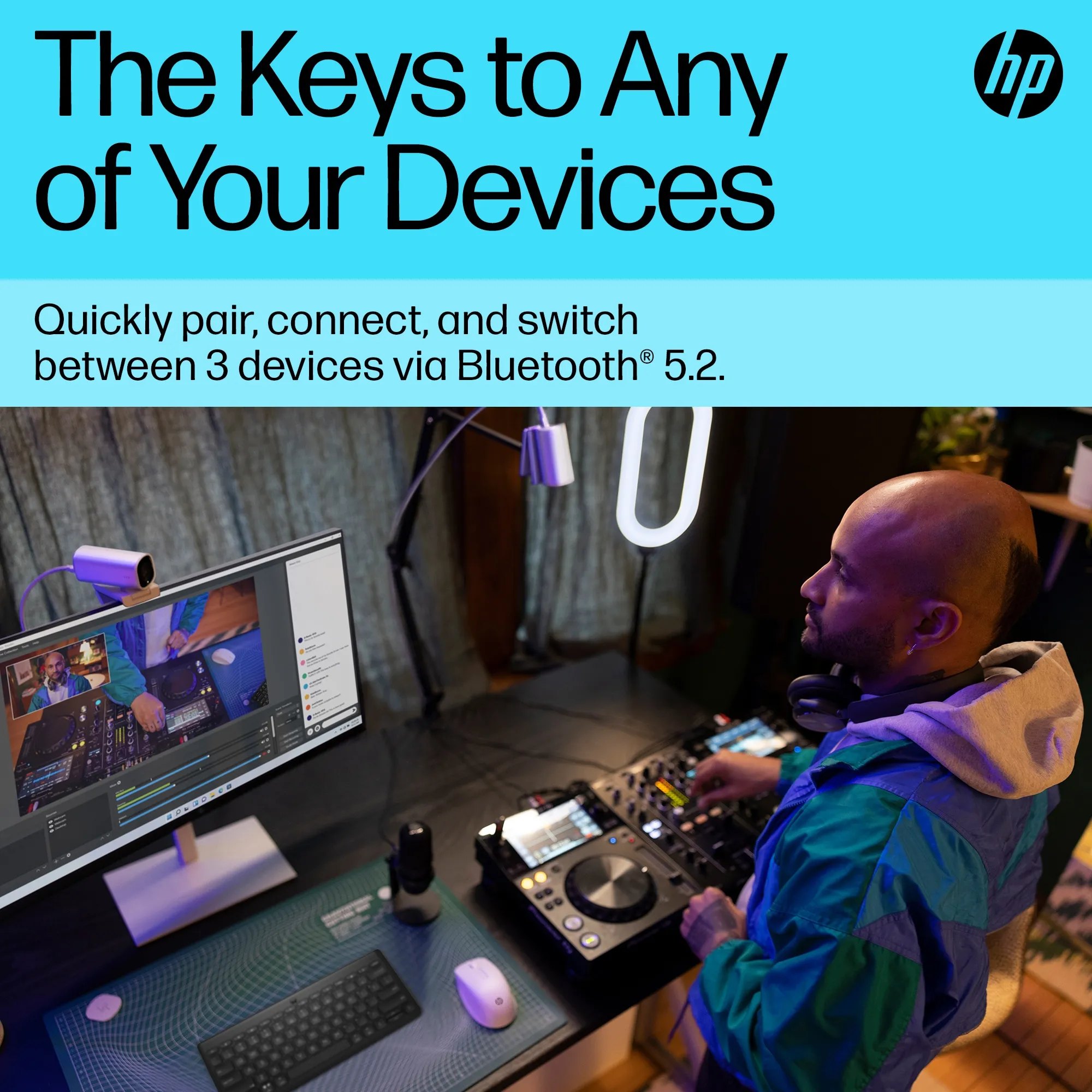 HP 350 Compact Multi-Device Bluetooth - tr&aring;dl&ouml;s tangentbord, svart