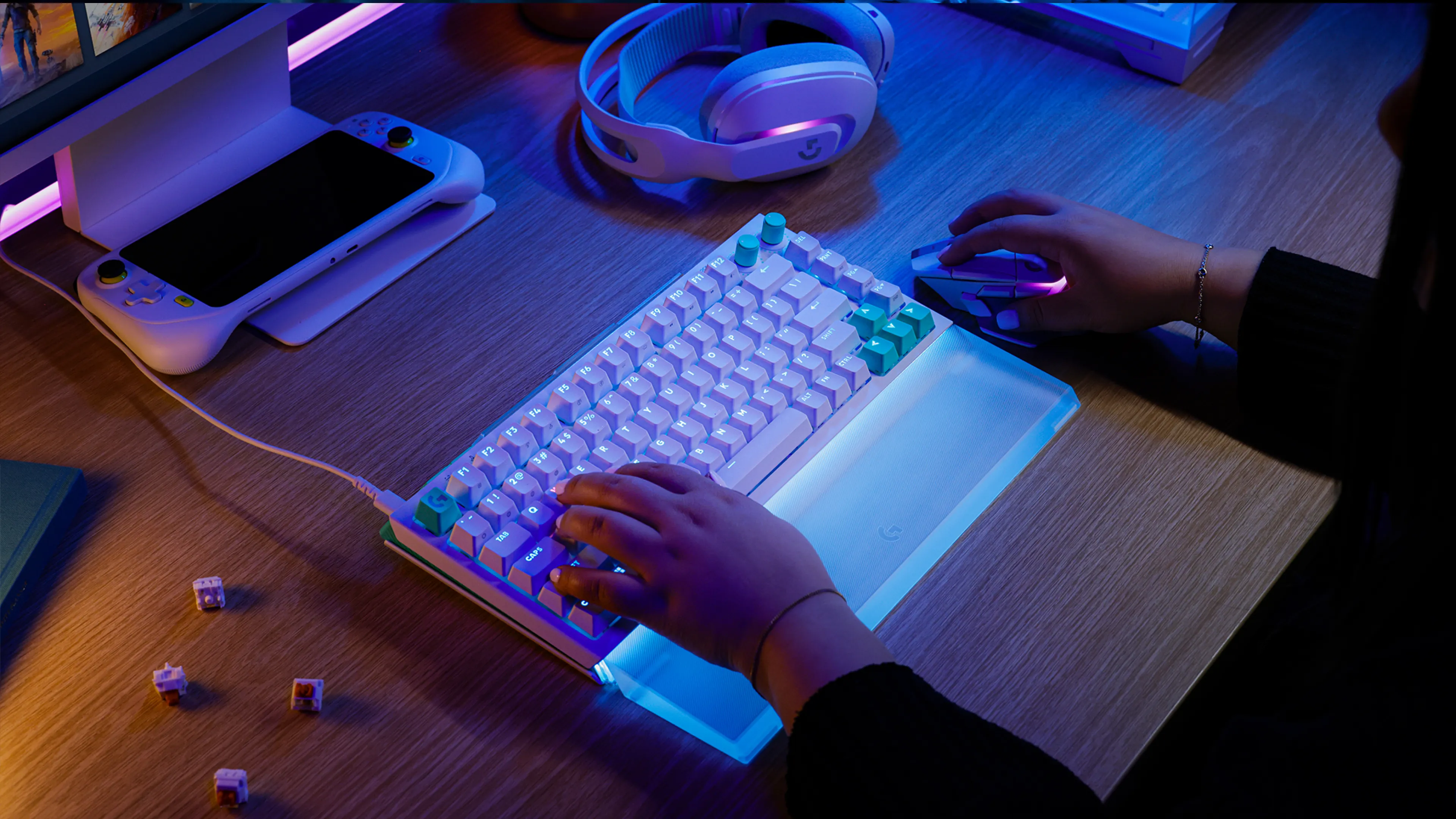 Logitech G512 X 75 -mekaaninen pelin&auml;pp&auml;imist&ouml;, Gateron KS-20 Tactile, valkoinen
