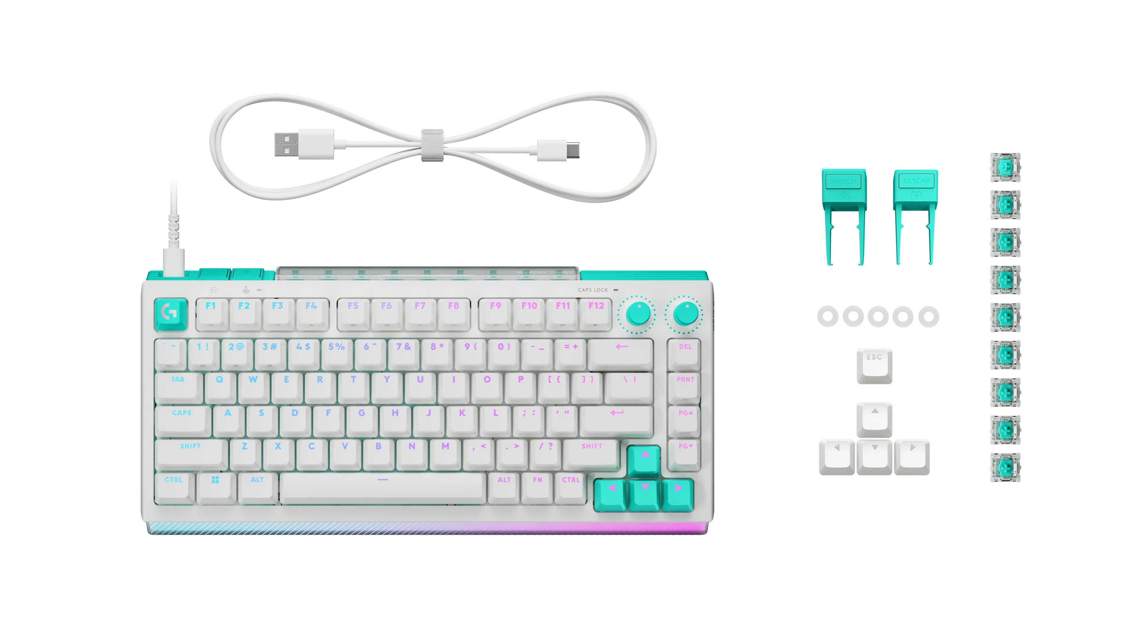 Logitech G512 X 75 -mekaaninen pelin&auml;pp&auml;imist&ouml;, Gateron KS-20 Tactile, valkoinen