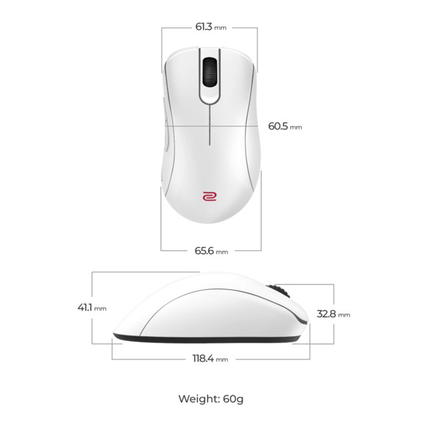 ZOWIE EC1-DW Middle -langaton pelihiiri, valkoinen
