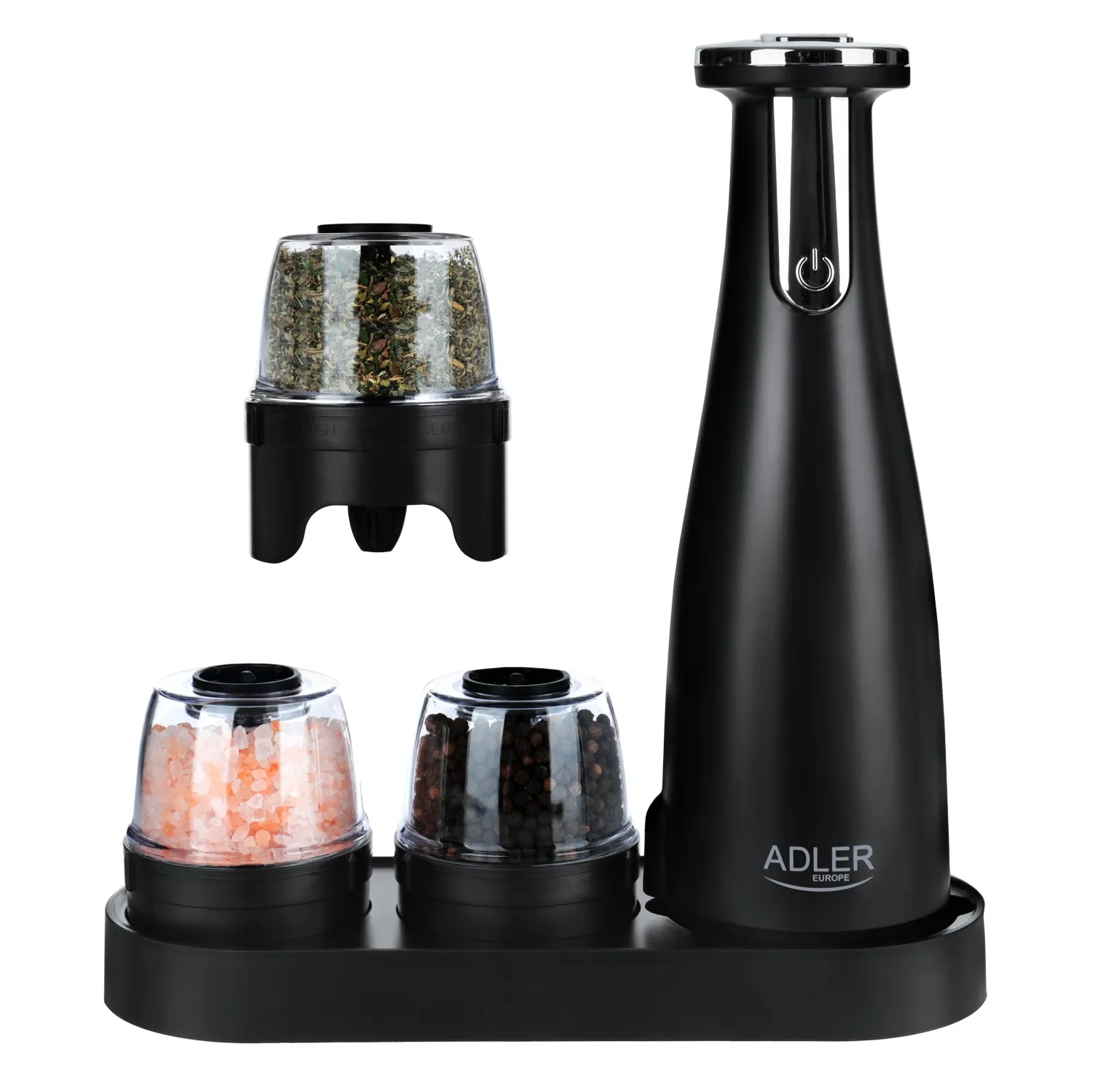 Adler AD 4449B Electric Salt and Pepper Grinder Set, Matte Black