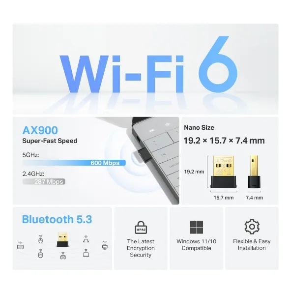 TP-Link Archer TX10UB Nano - USB Wi-Fi Adapter, Black