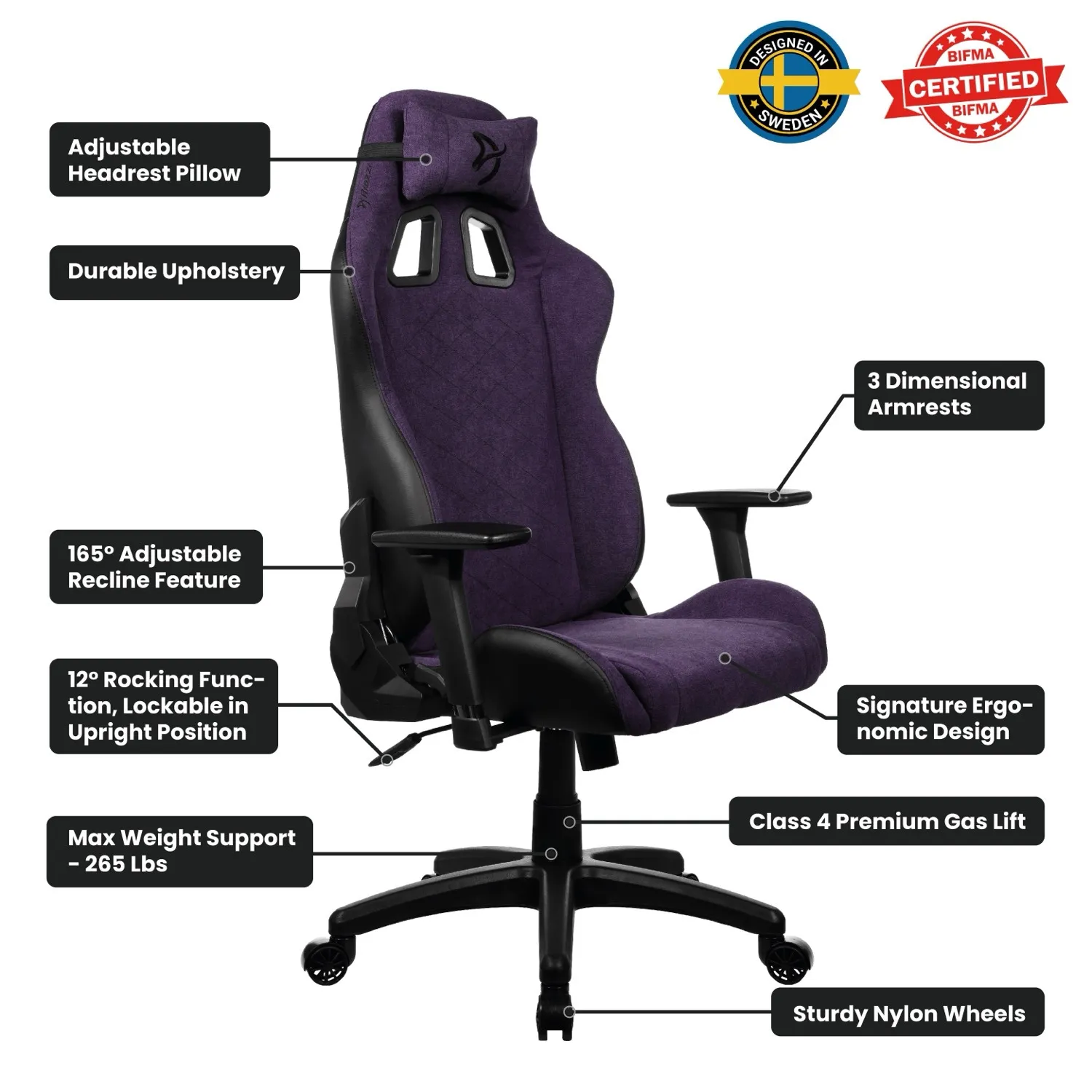 Arozzi Avanti SoftFabric - spelstol, violet