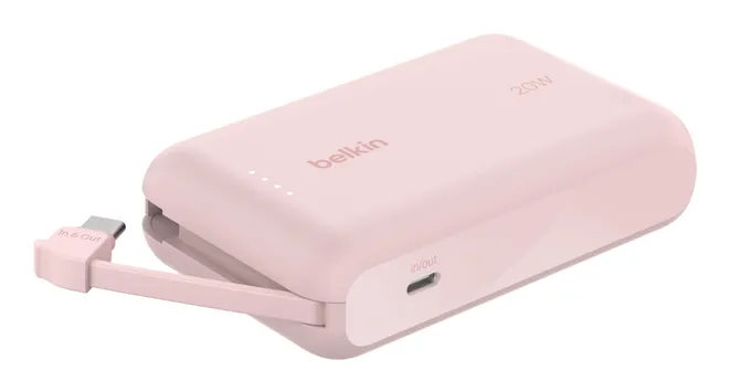 Belkin 10k PD20W Integrated USB-C Cable -varavirtal&auml;hde, pinkki