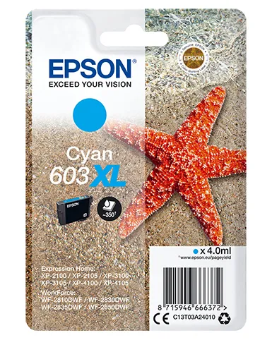 Epson 603XL-mustekasetti, 4 ml, syaani