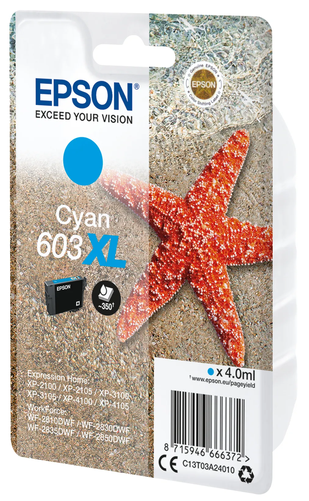 Epson 603 XL -mustekasetti, 4 ml, syaani