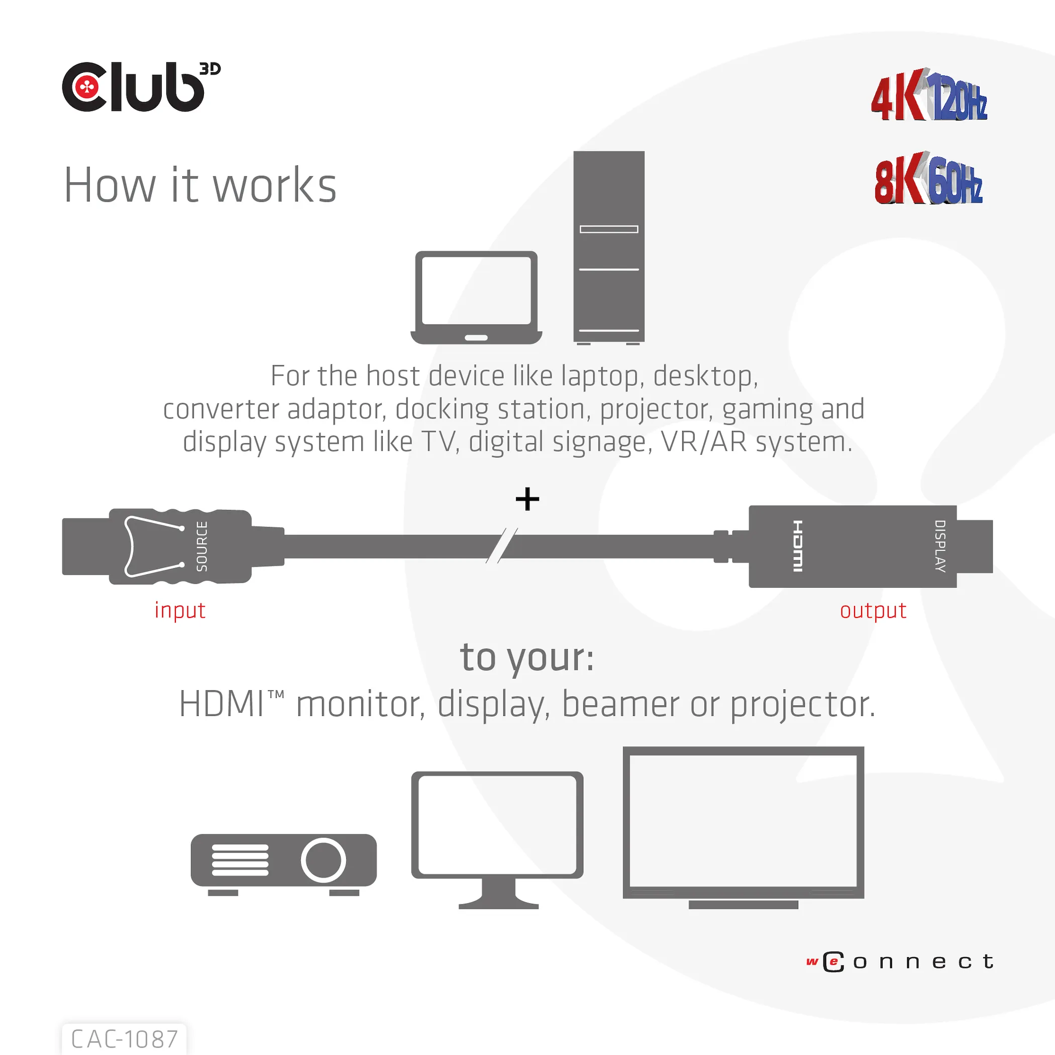Club 3D DisplayPort 1.4 - HDMI - adaptercable, Black, 3m