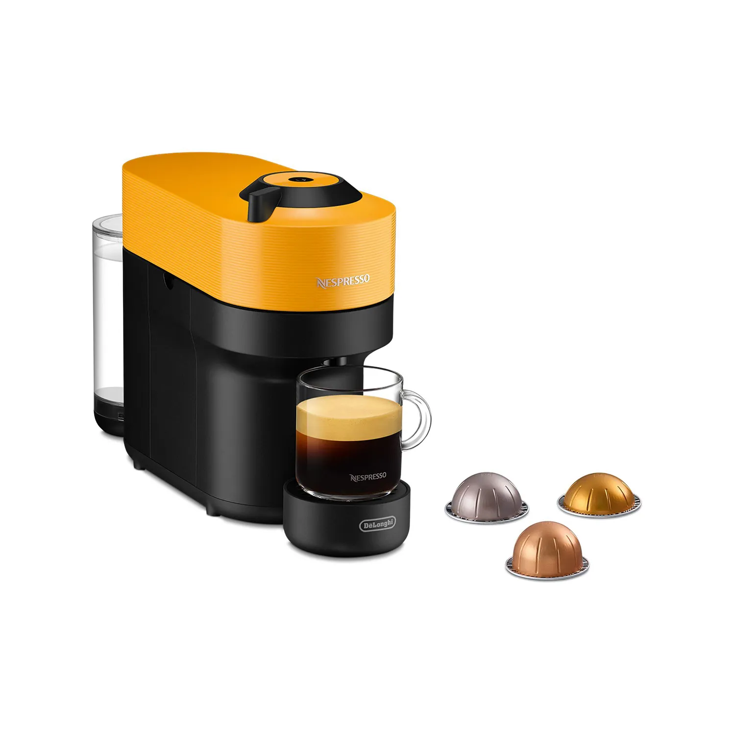 Delonghi Nespresso Vertuo Pop Mango Yellow ENV90 - pod coffee maker, Black, Yellow Delonghi Nespresso Vertuo Pop Mango Yellow ENV90 - pod coffee maker, Black, Yellow