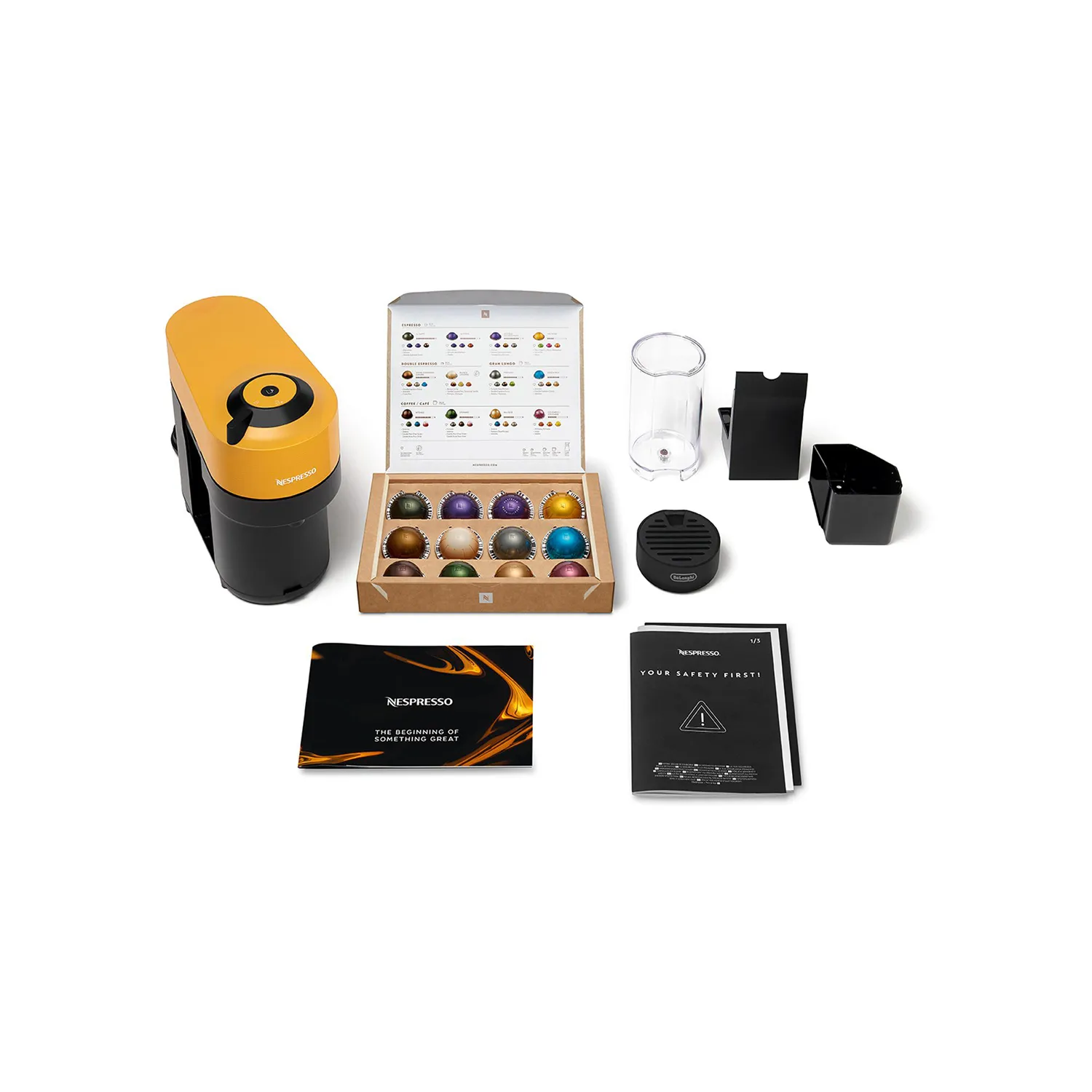 Delonghi Nespresso Vertuo Pop Mango Yellow ENV90 - pod coffee maker, Black, Yellow Delonghi Nespresso Vertuo Pop Mango Yellow ENV90 - pod coffee maker, Black, Yellow