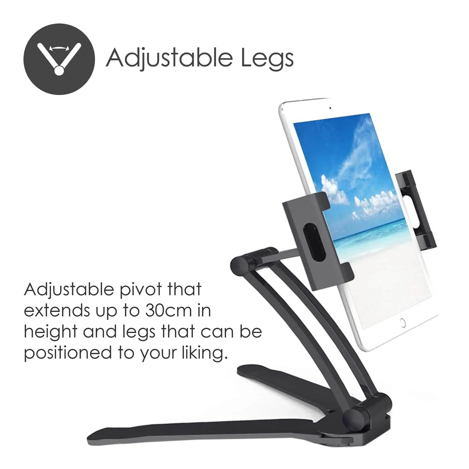 Desire2 Tablet holder 2-in-1 XL Wall and Portable up to 12.9", black