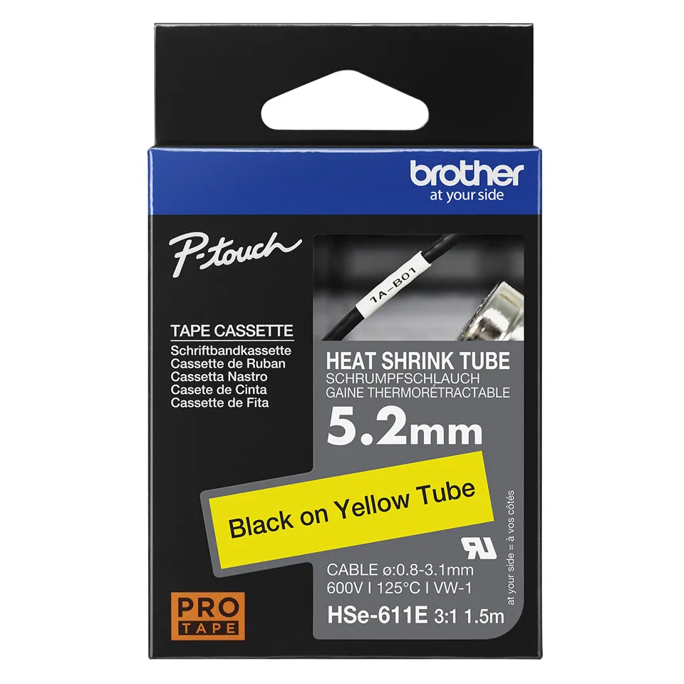 BROTHER B-ON-W HEAT SHRINK TUBE 5.2MM YELLOW