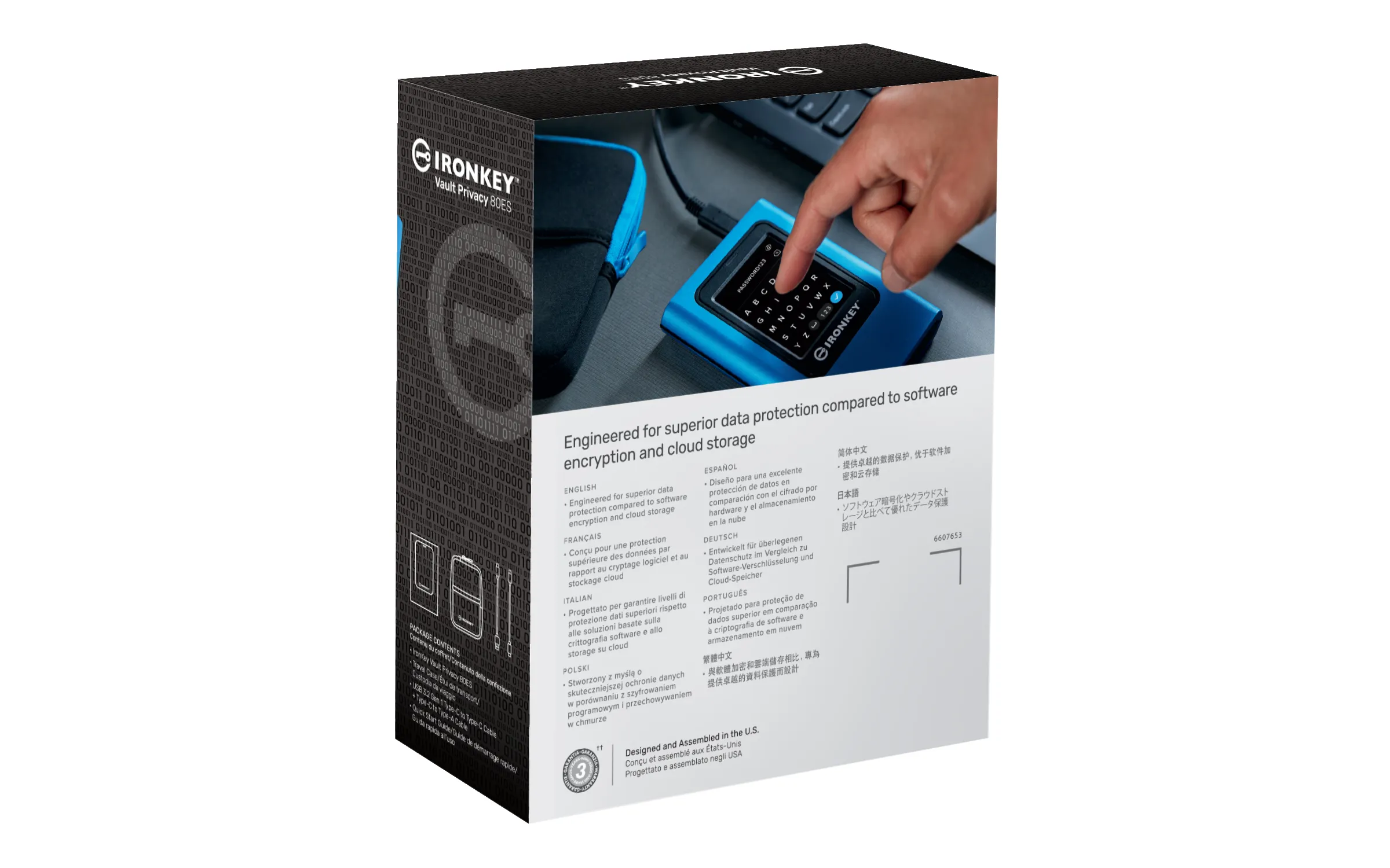 Kingston IronKey 3840GB IronKey Vault Privacy 80 XTS-AES 256-bit USB-C - External SSD, Blue