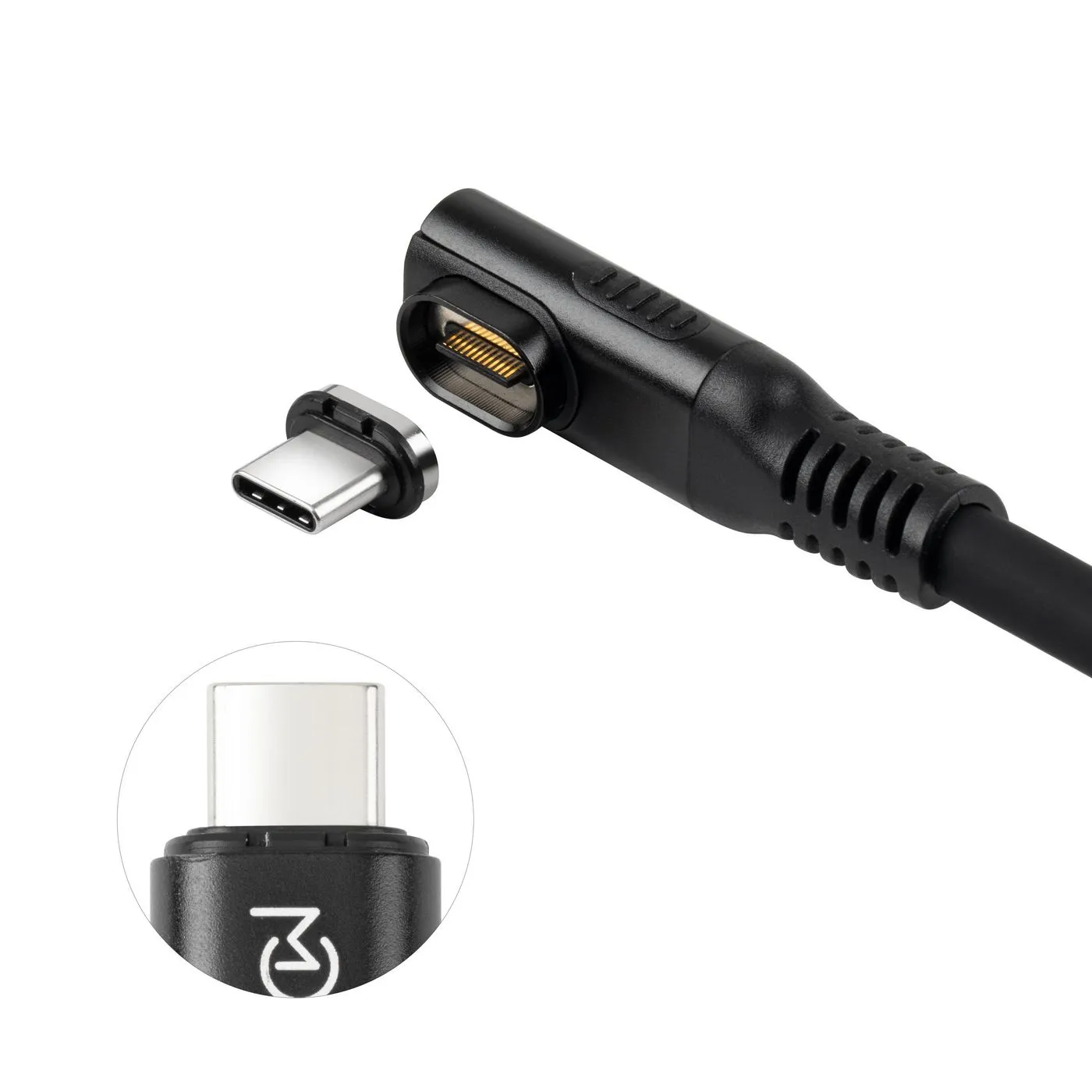 MicroConnect USB4 magneettinen kulma silikoni USB-C -kaapeli, 240 W, 0,15 m, musta